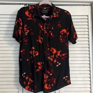 Men’s size medium denim, and flower button up